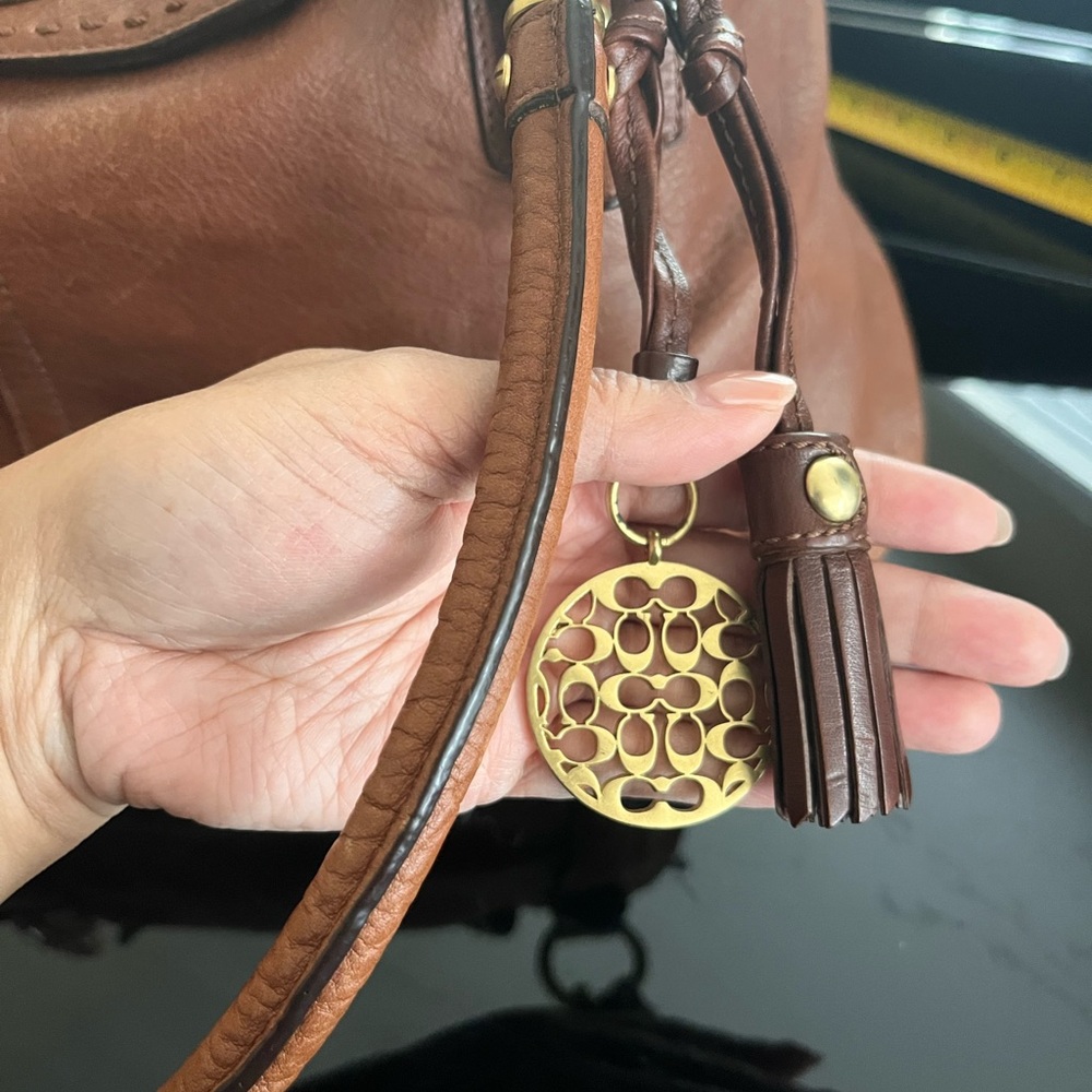 Coach Hampton Leather Carryall 15404
Brown Leather Handbag with Gold Accents - Picture 6 of 16